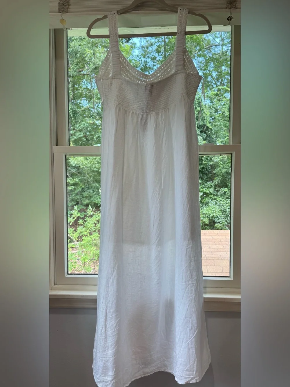J. Crew White Crochet-Bodice Maxi Coverup